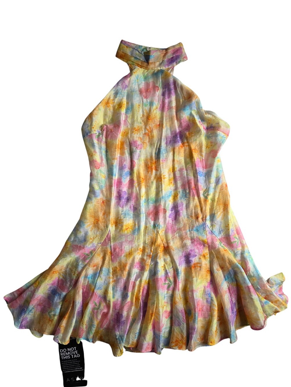 ASTR 🏷️NWT Watercolor Abstract Floral Halter High Neck Fit & Flare Lined XL - Picture 8 of 8